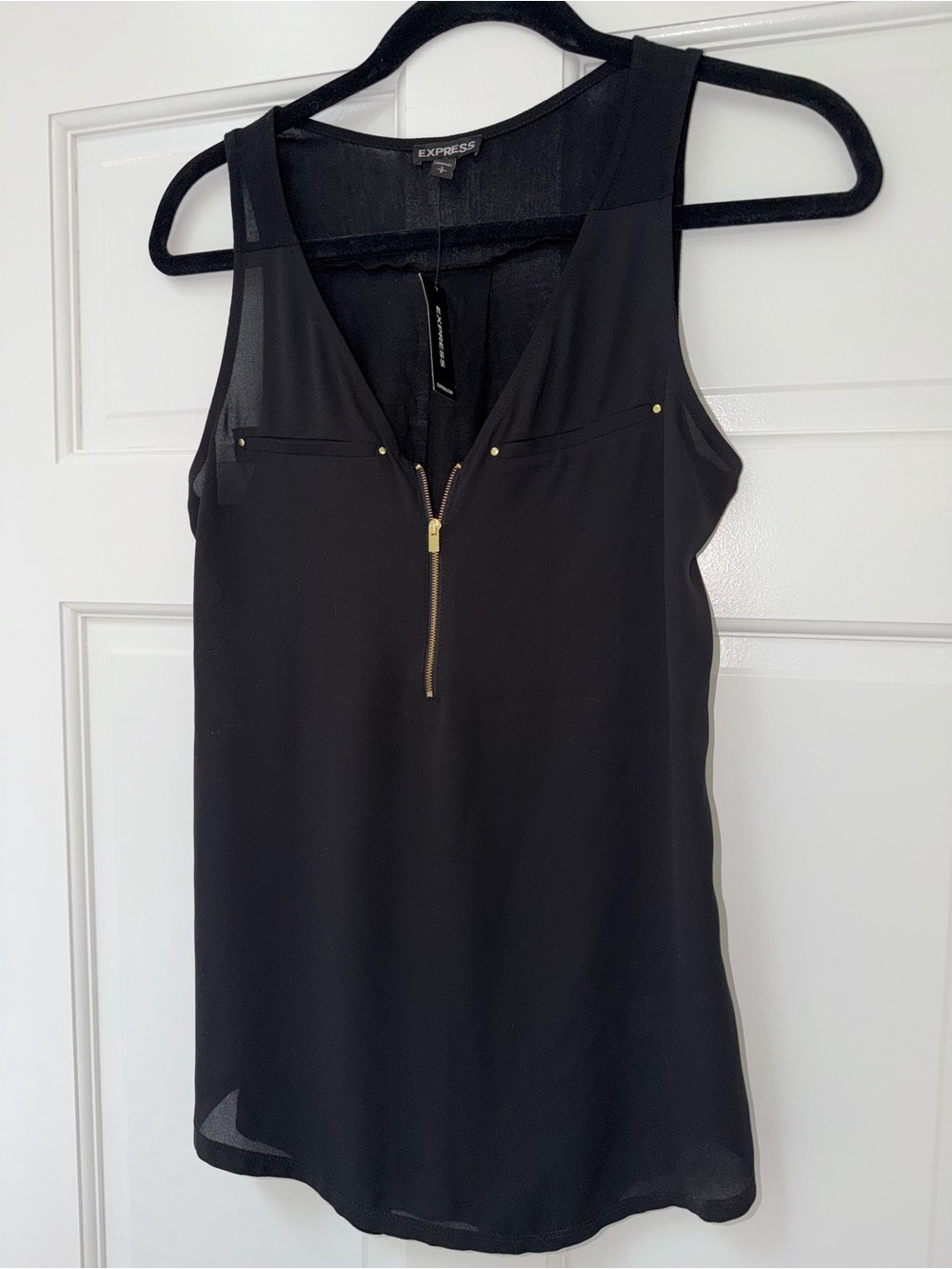 Express Black Zip-Front tank